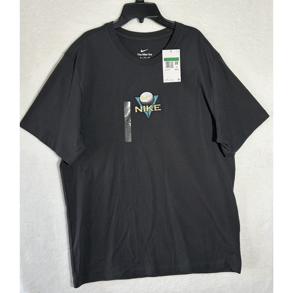 Nike Mens Size XL Black Short Sleeve Golf Embroidered Athletic Shirt